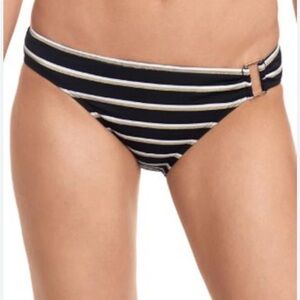 LAUREN RALPH LAUREN NWT Women's Black Striped Stretch Swimsuit Bottom Size 10